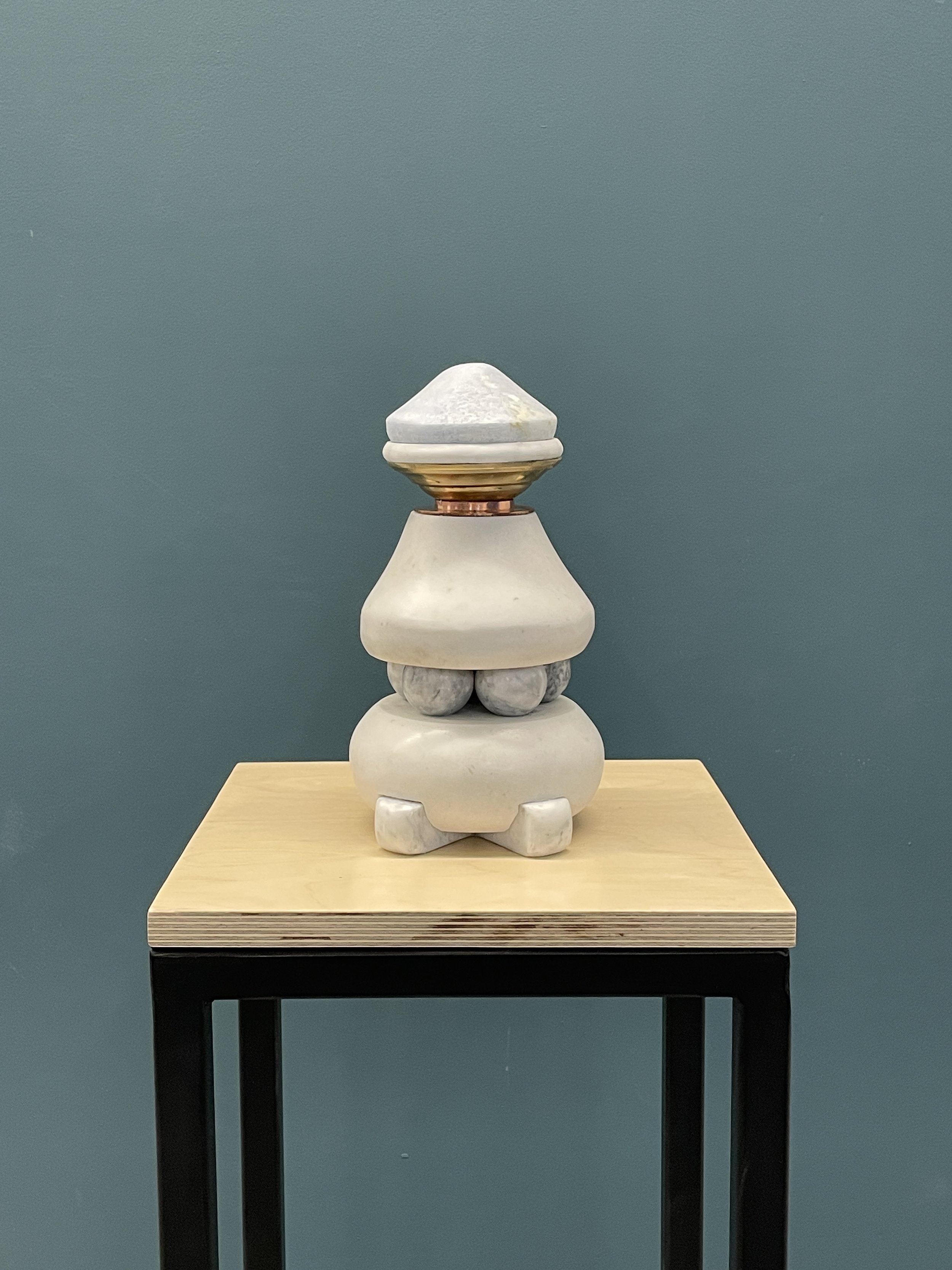 Lost Stories 13, 2026, Marble, brass & copper, 10 1/2 x 6 x 6 inches