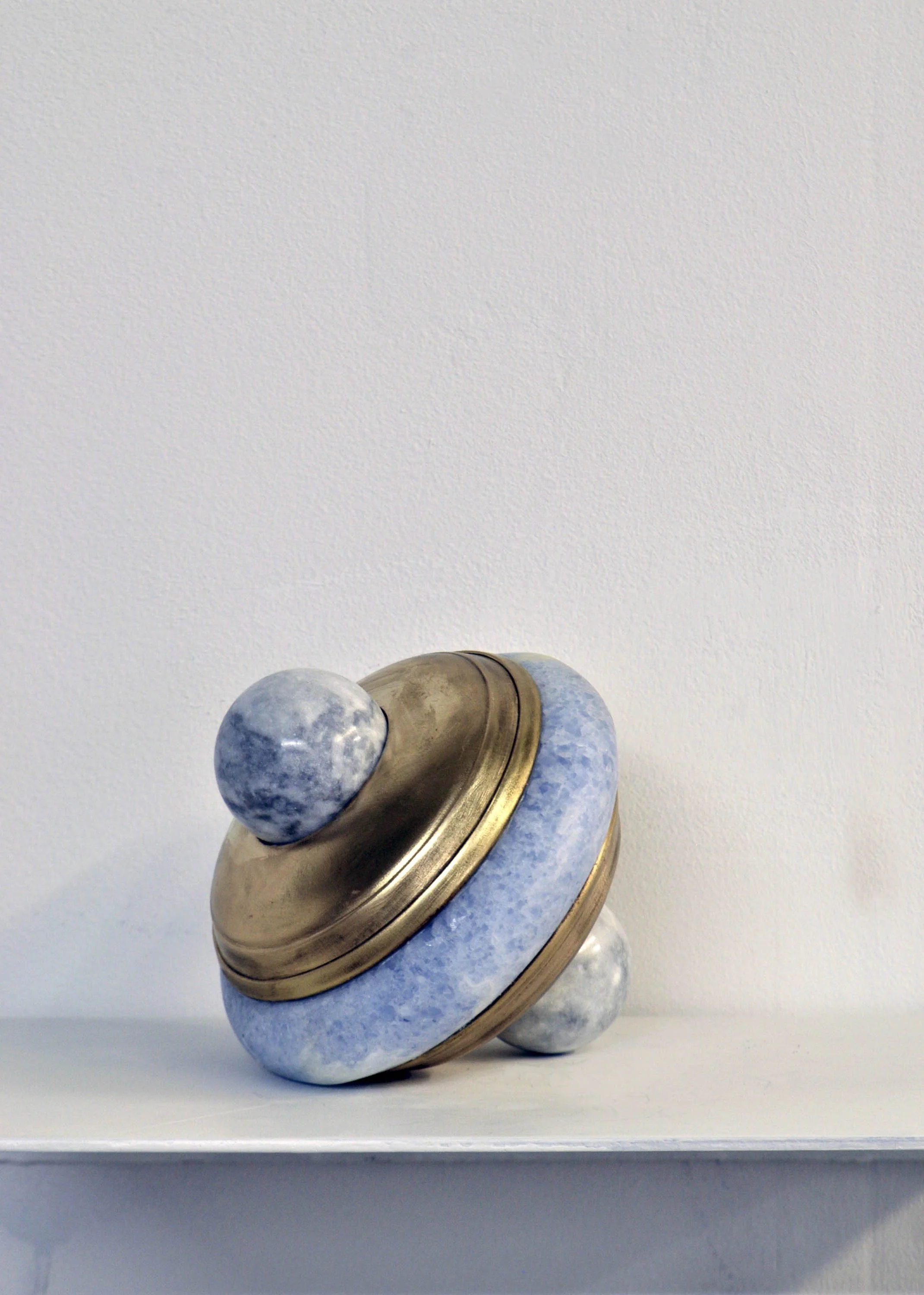 Art or Fact 91, 2025, marble and brass, 
5 1/2 x 5 x 5 inches