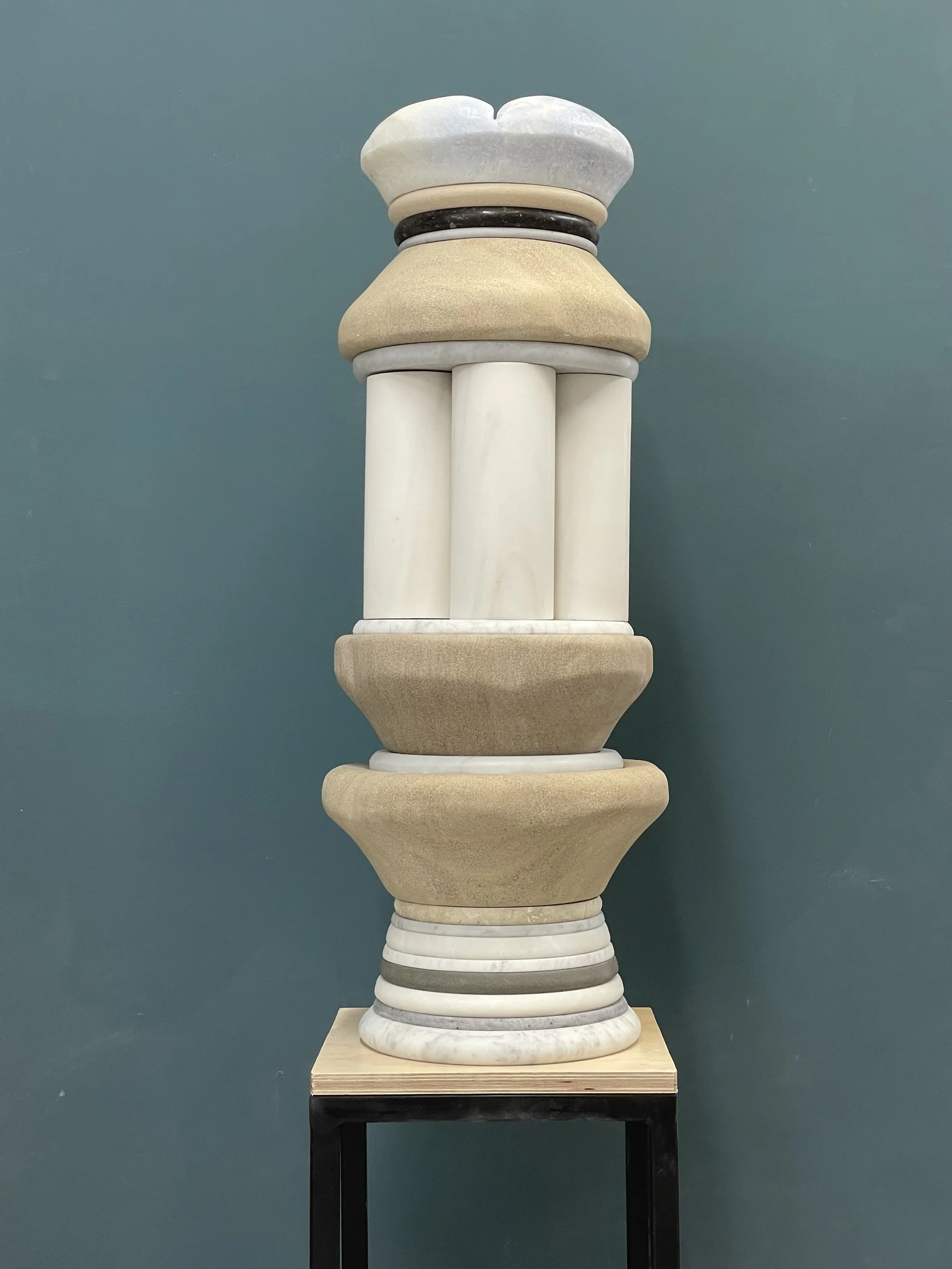Stories We Tell 4, 2026, Marble and limestone, 34 x 13 x 13 inches