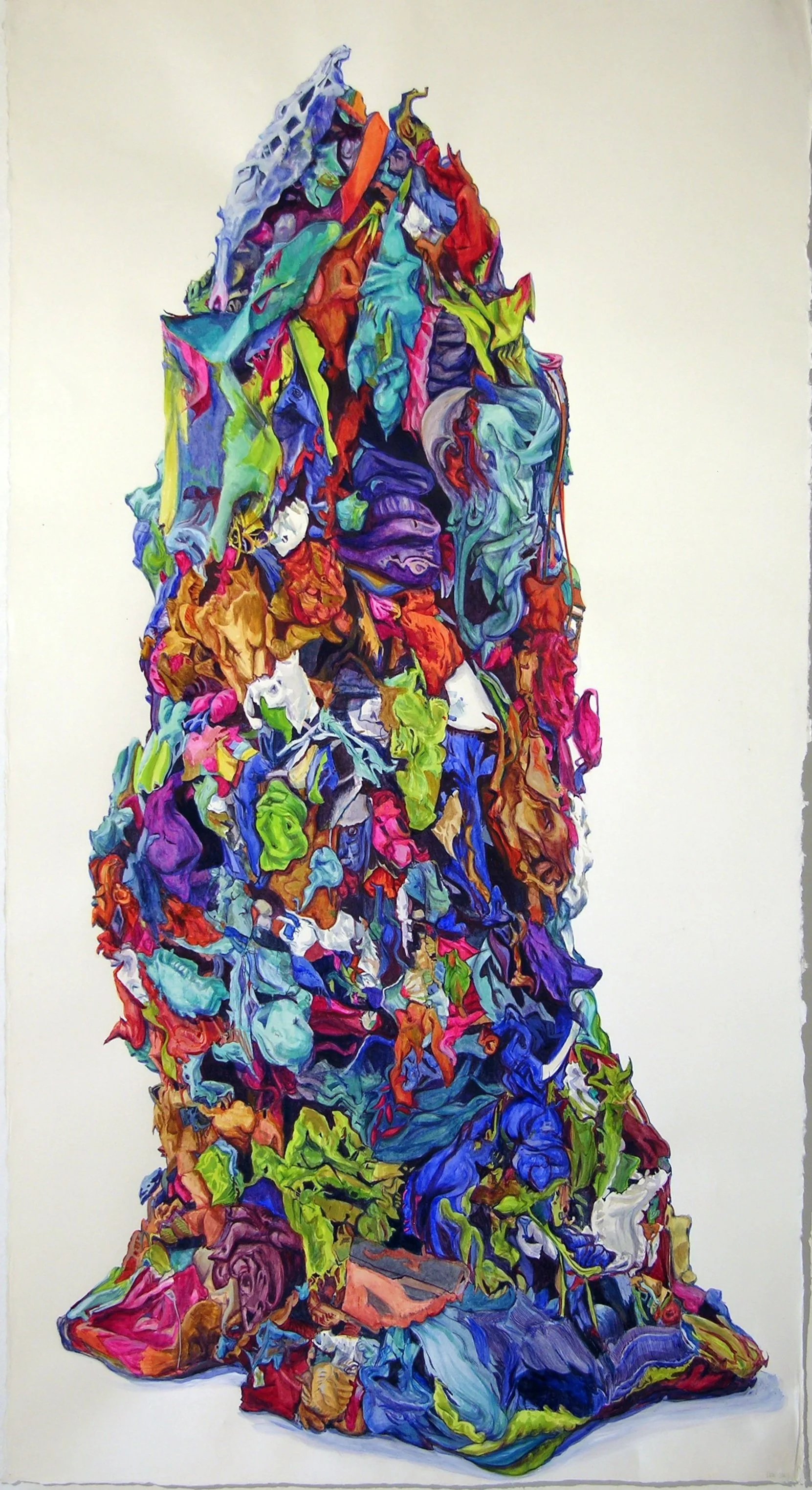 Tower of Power, 2009-2010, watercolor and gouache on Gampi paper, 78 x 41 1/2 inches