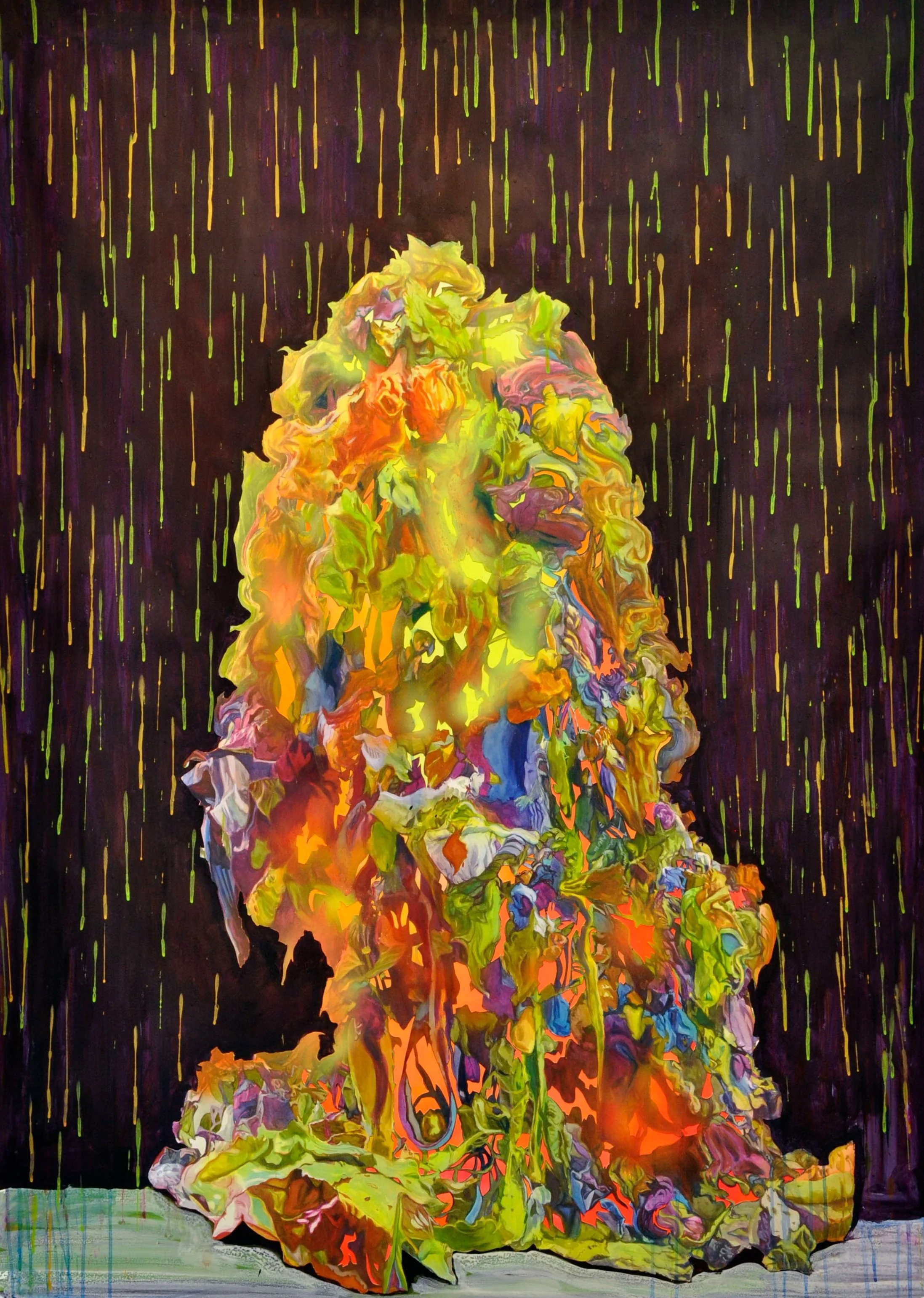 Acid Rain 3, 2010-2011, mIxed media and collage on paper, 64 x 45 inches