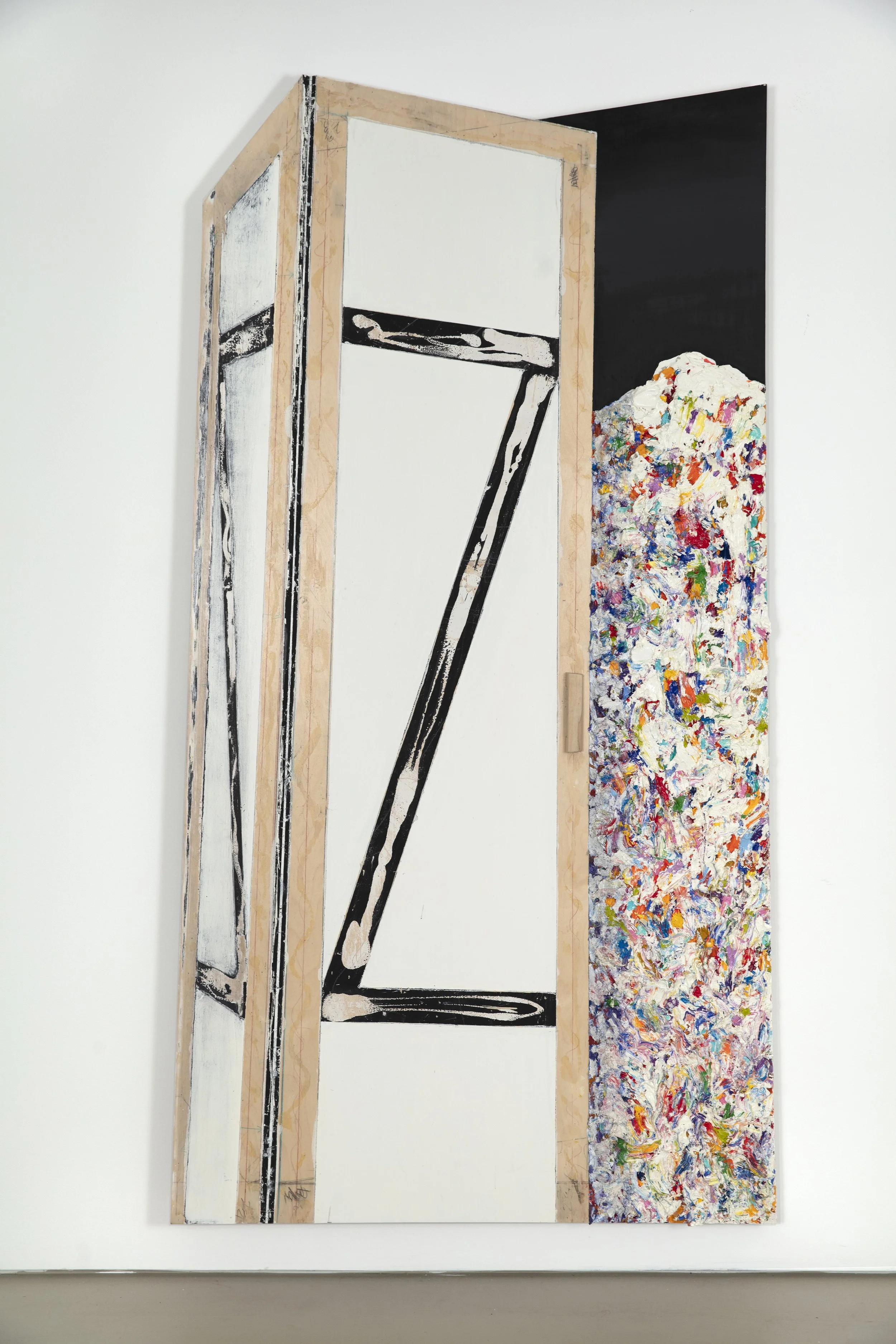 What’s Inside, 2018, Oil and acrylic on wood, 79 x 44 1/2 x 4 1/2 inches