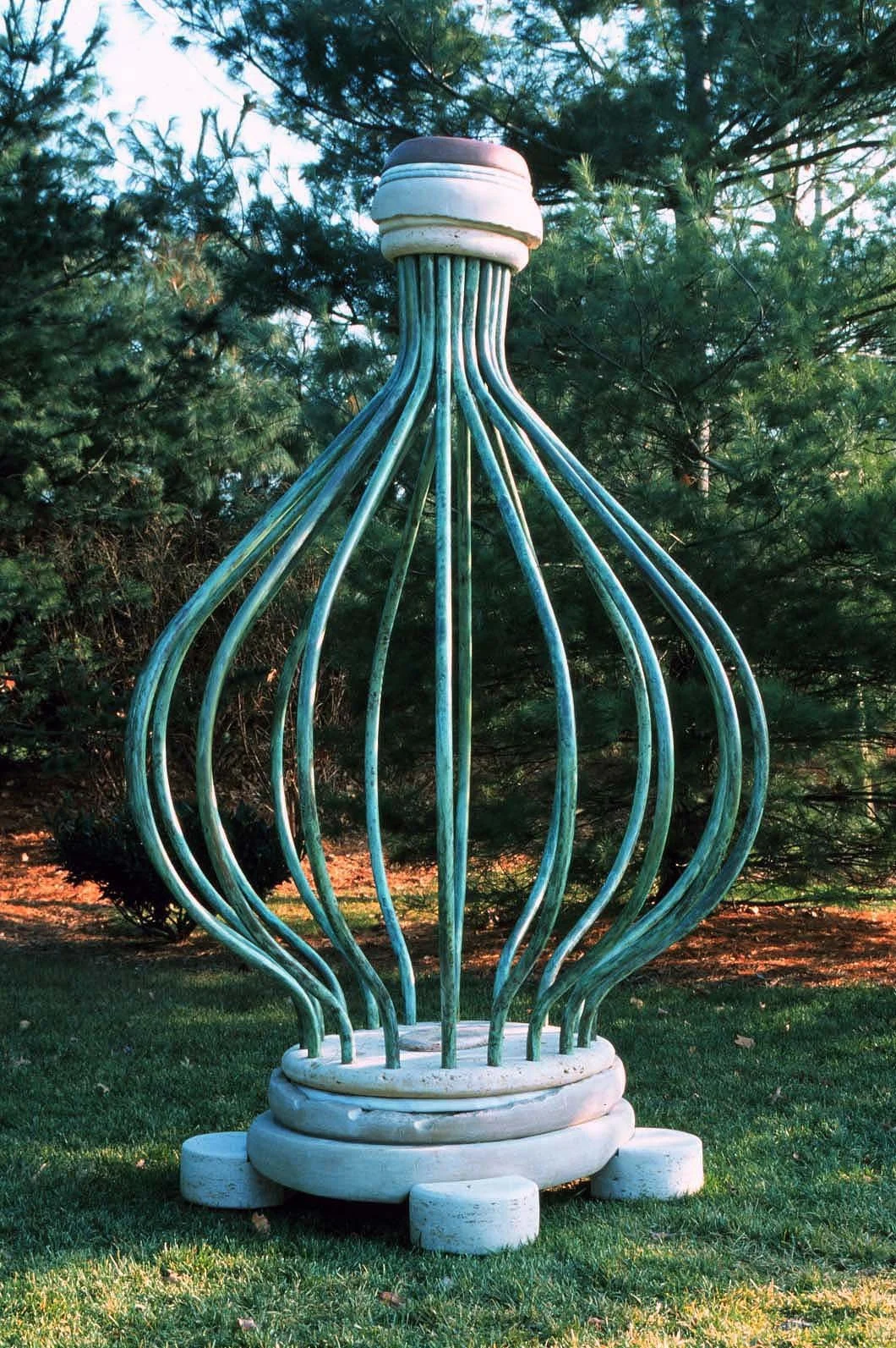 Data and Dust 4, 1996, Limestone, slate and metal, 132 x 84 x 90 inches, Collection of Grounds for Sculpture, Trenton, NJ