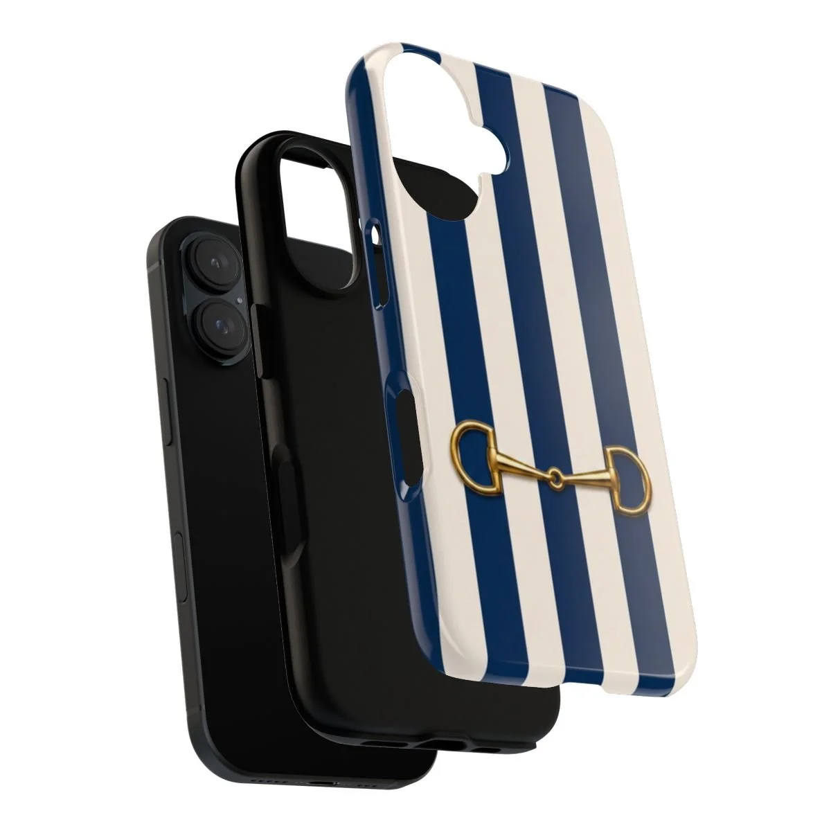 Navy Stripe D-Ring Snaffle Bit Phone Case