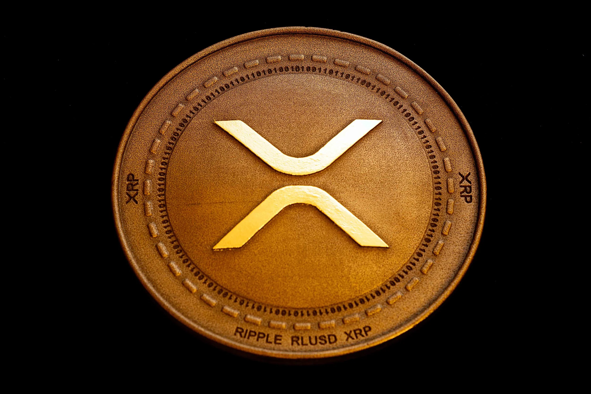 XRP - Bronze  - Gold Leaf lettering - 10.5 " Round.