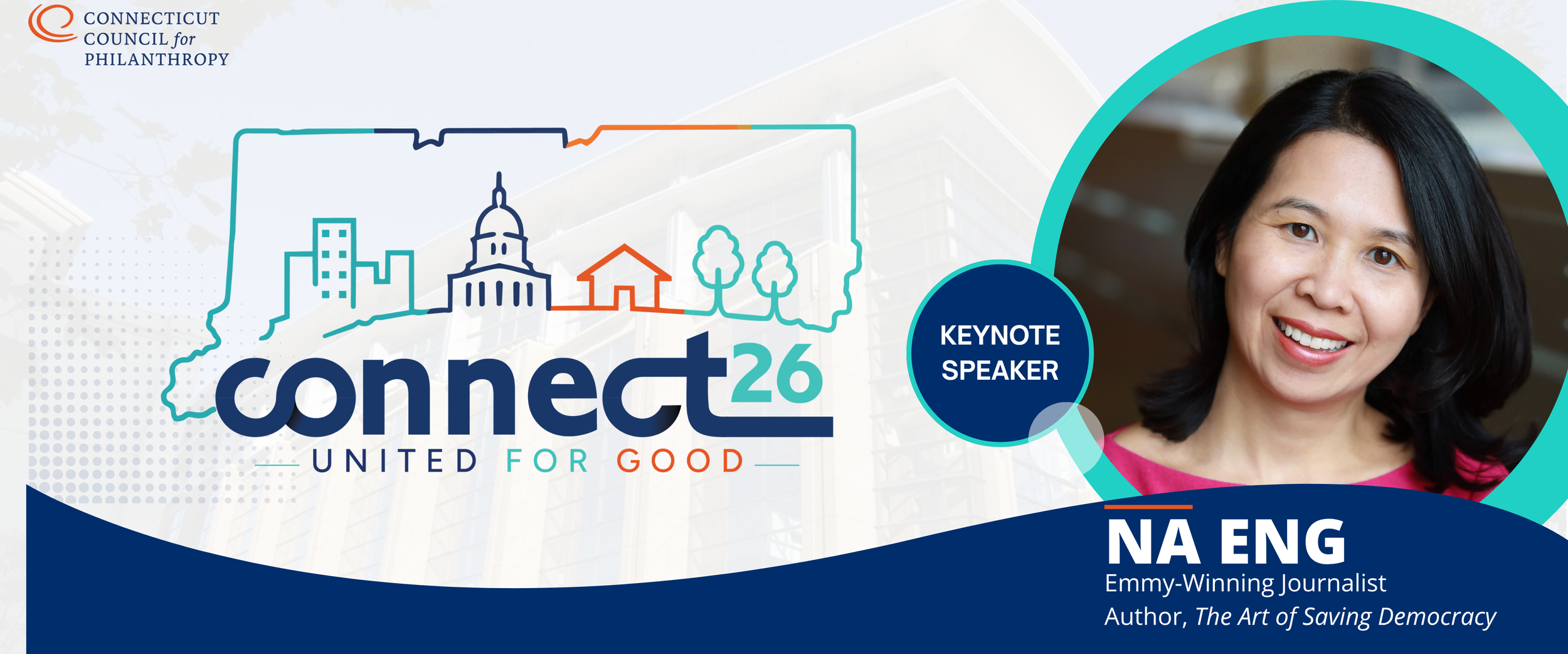 Connect26 logo with Na Eng photo, Na Eng Emmy-Winning Journalist