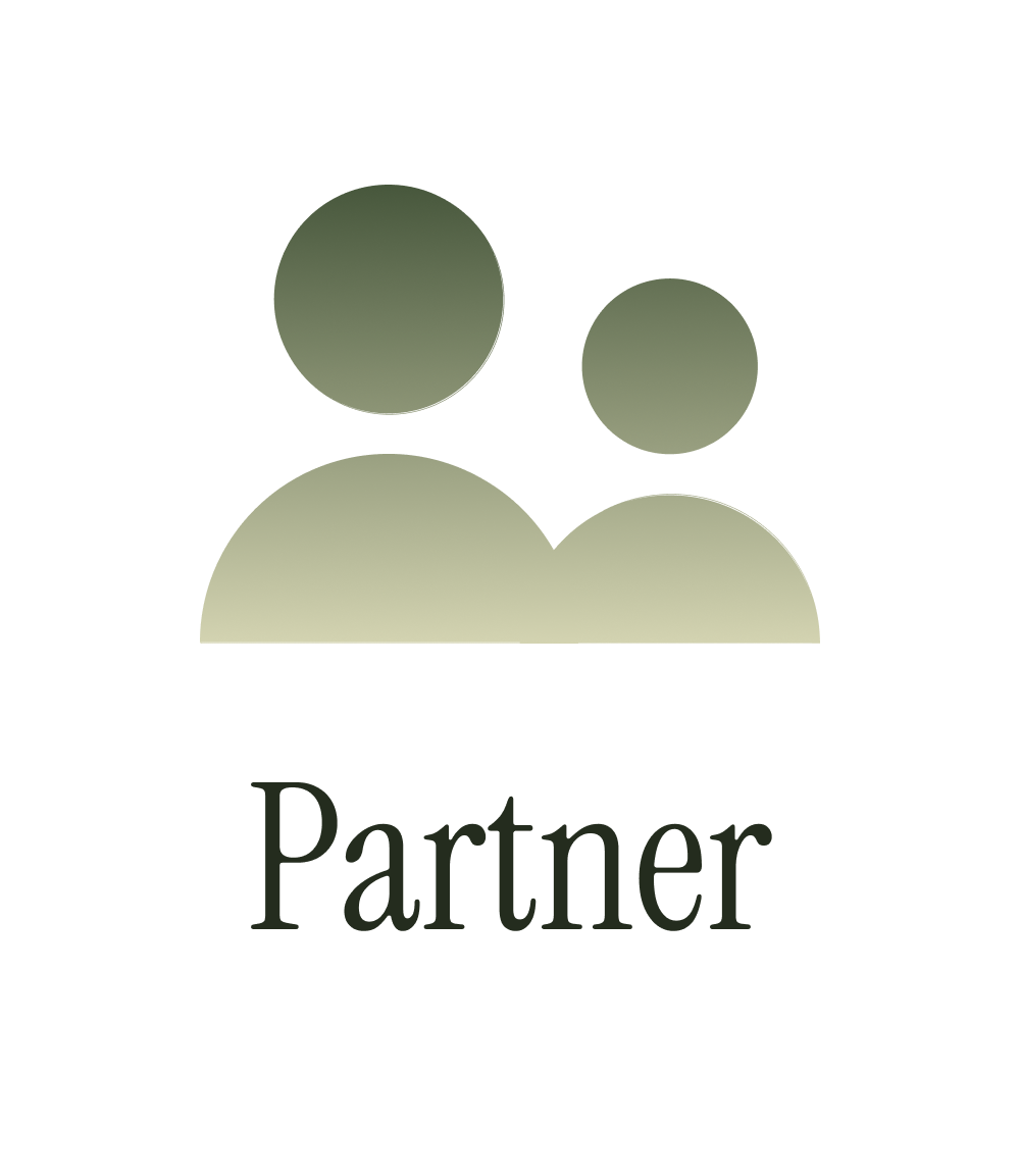 A green and black logo symbolizing a collaboration of companies with the word "Partner" below.