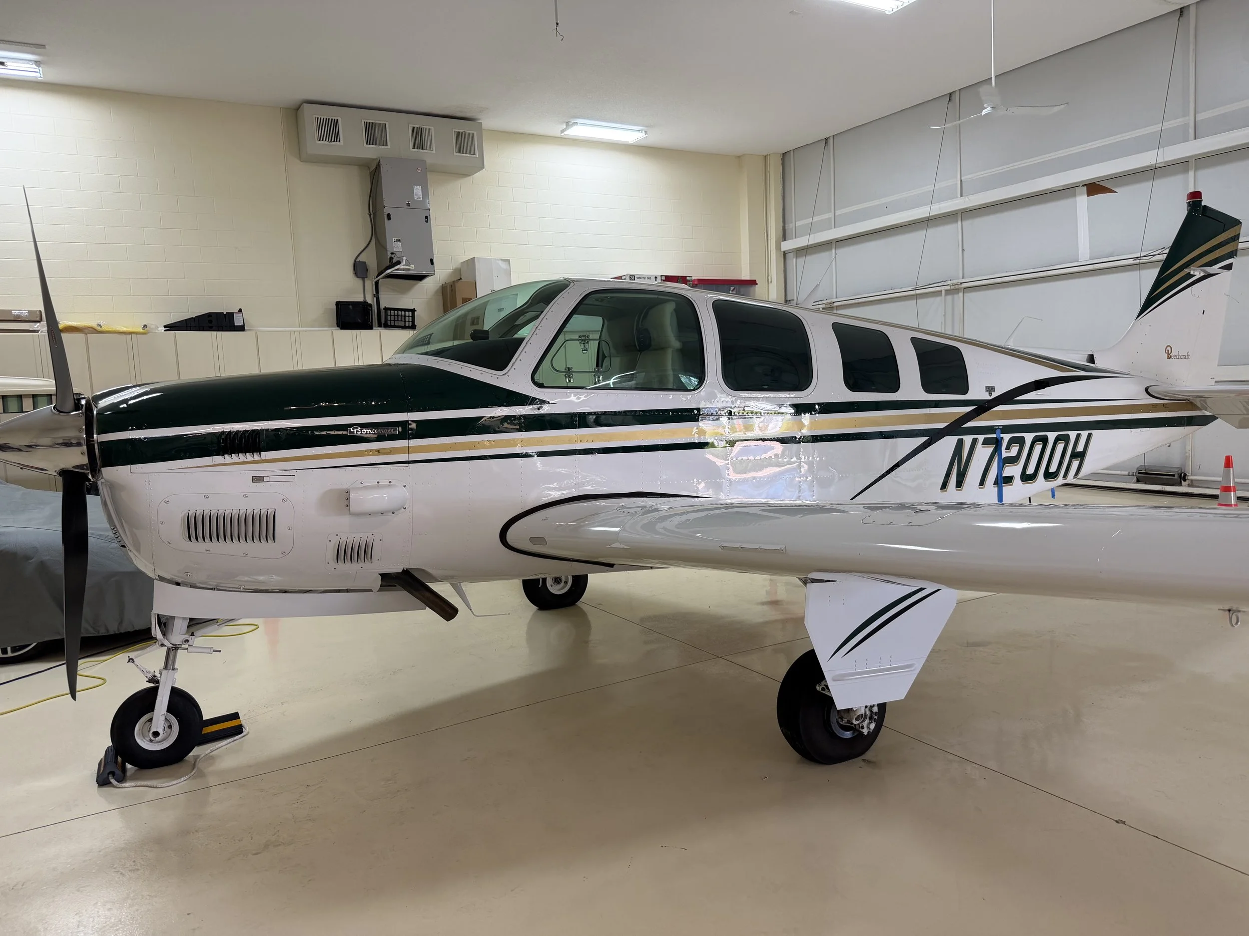 Beechcraft Bonanza B36TC  protected with a 5-year ceramic coating by JetReady Detailing in Tampa, Florida, featuring a high-gloss finish and long-term paint protection.
