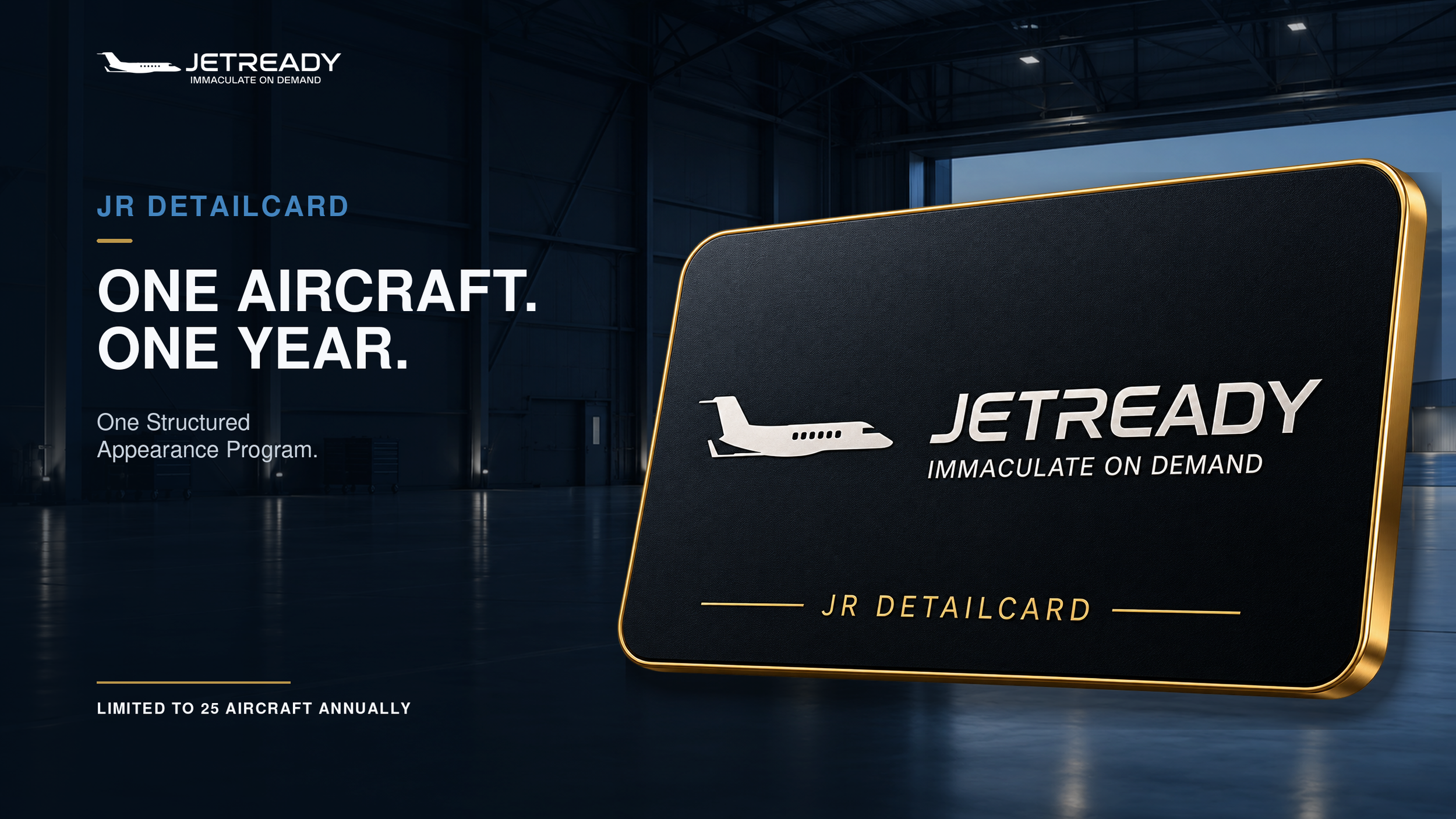JetReady Introduces Redesigned JR DETAILCARD, a Custom 12-Month Aircraft Appearance Management Program.