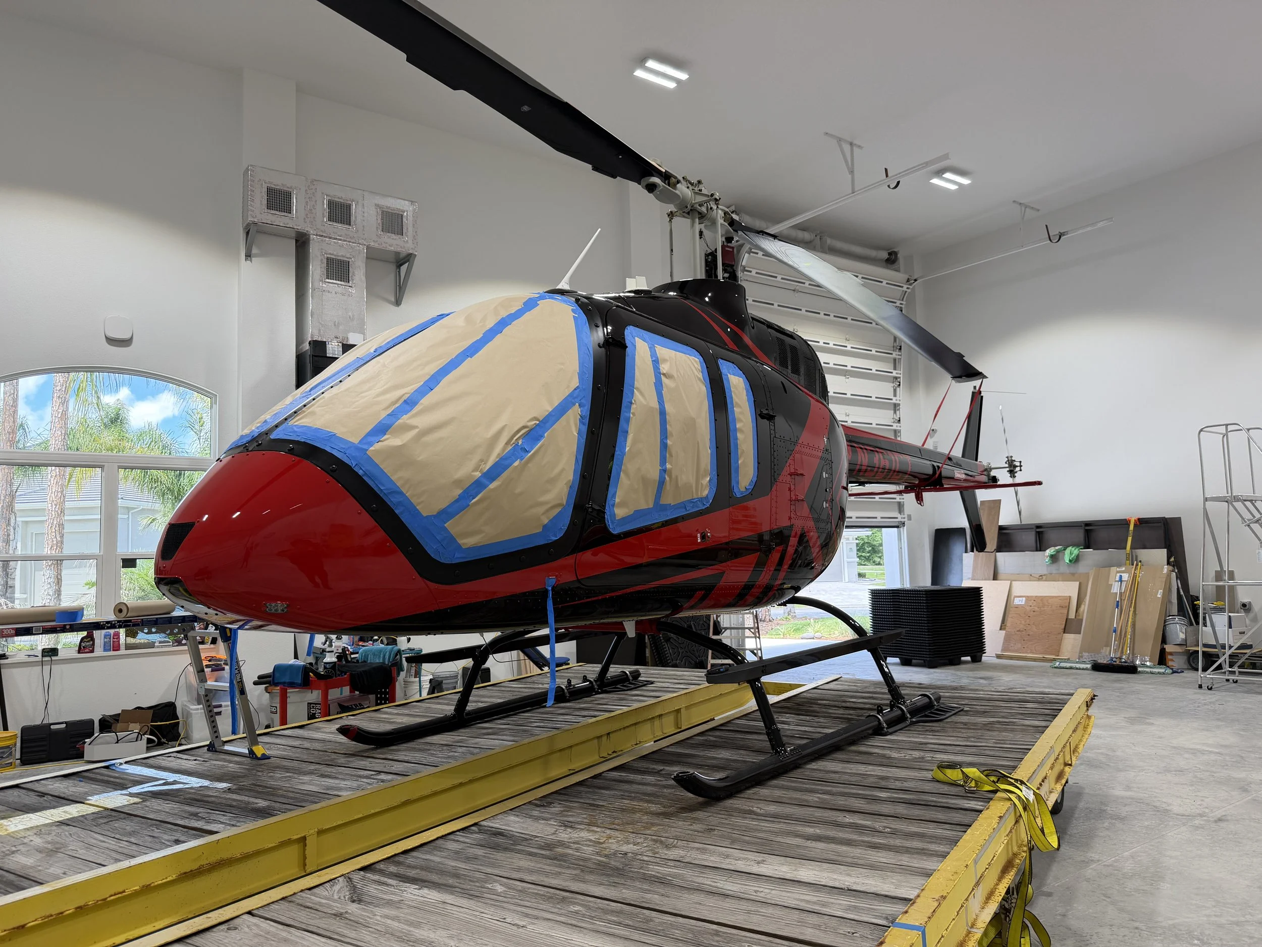Helicopter Detailing and Paint Restoration in Progress.