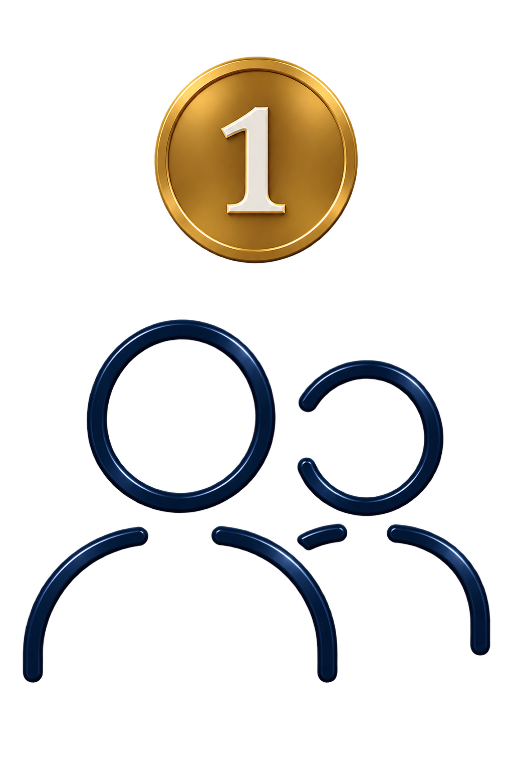 A close-up of a gold medal with the number one on it, and a digital timer with a red display showing the number 2, inside a blue circular frame on a black background.