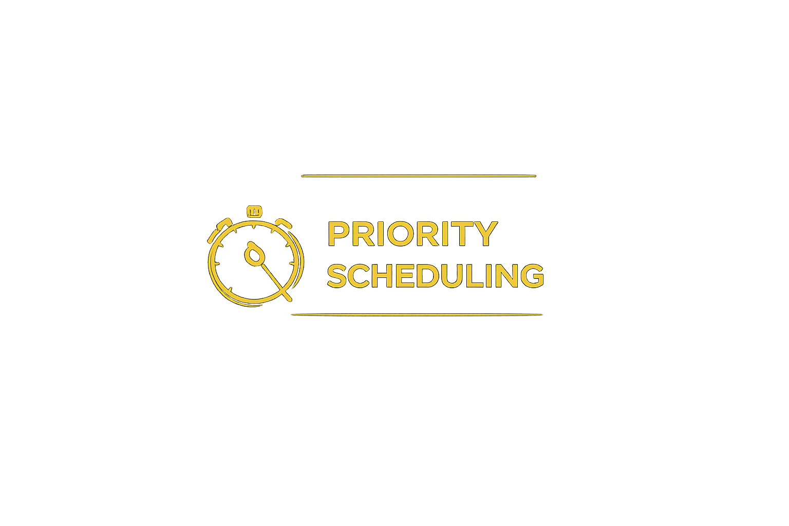 A sign with a stopwatch icon and the words 'Priority Scheduling' in yellow text.