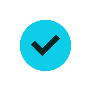 Blue circle with a black check mark inside
