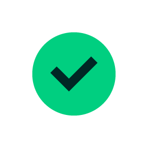 Green circle with a black checkmark inside.