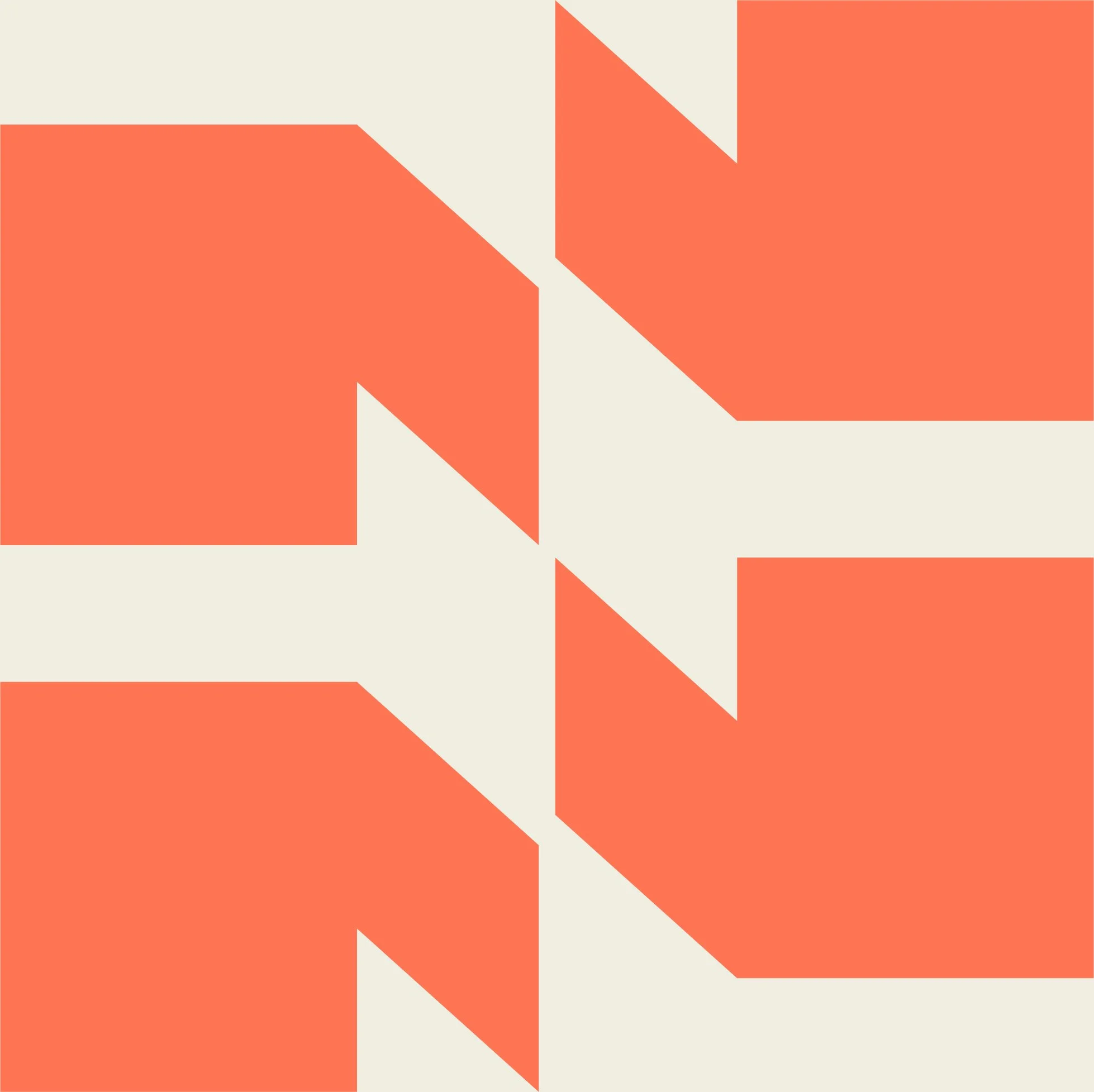 Abstract geometric pattern with orange and beige colors, featuring angular shapes and clean lines.
