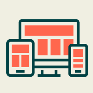 Illustration of a computer monitor, tablet, and smartphone displaying a website layout.