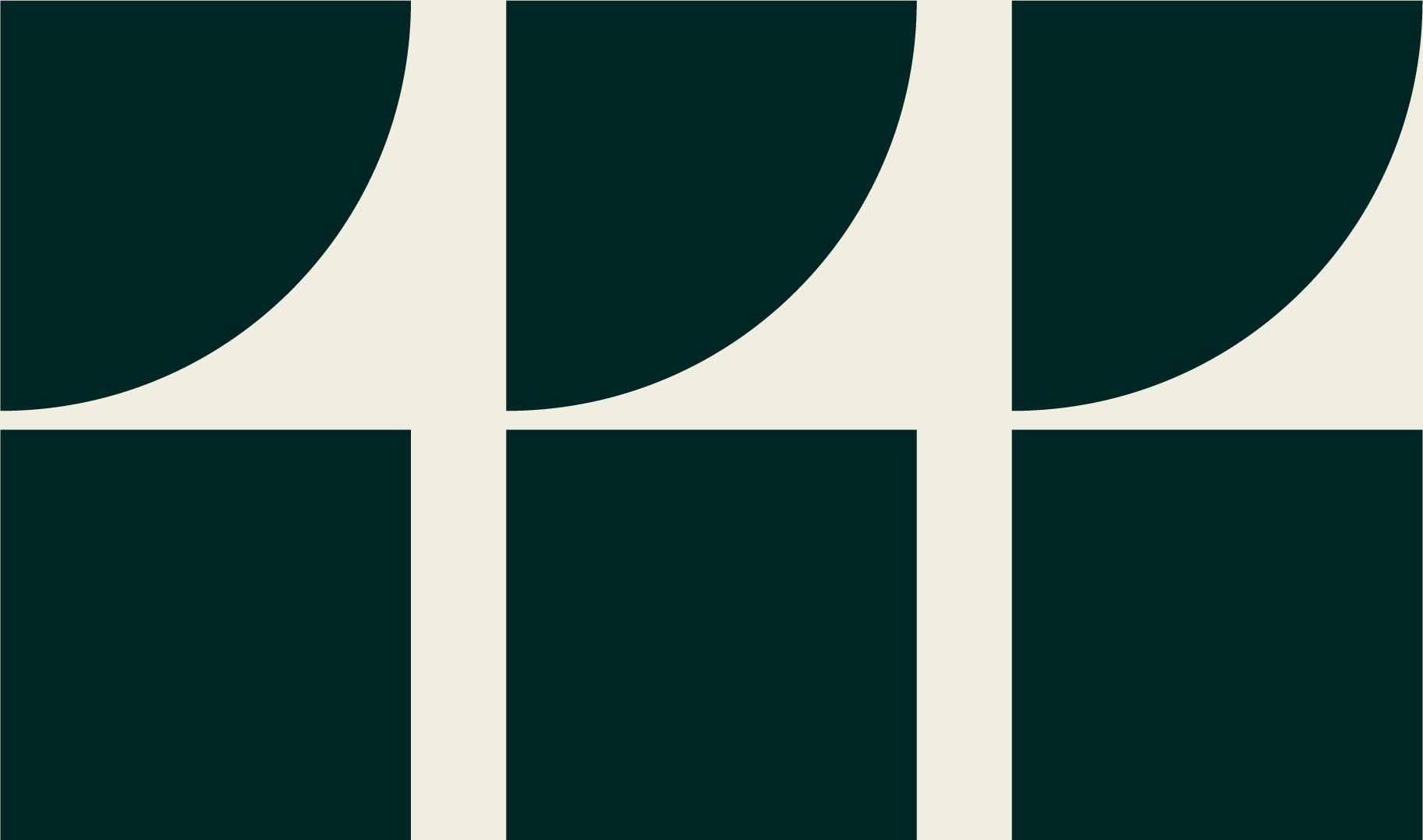 Abstract geometric pattern with large dark green semi-circles and rectangles on a beige background.