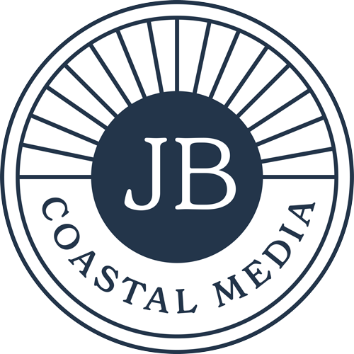 Logo with initials 'JB' in the center, surrounded by text 'Coastal Media' in a circular design.