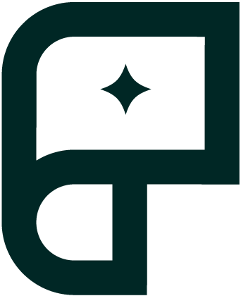 A stylized letter 'P' with a star shape inside the upper part of the letter.