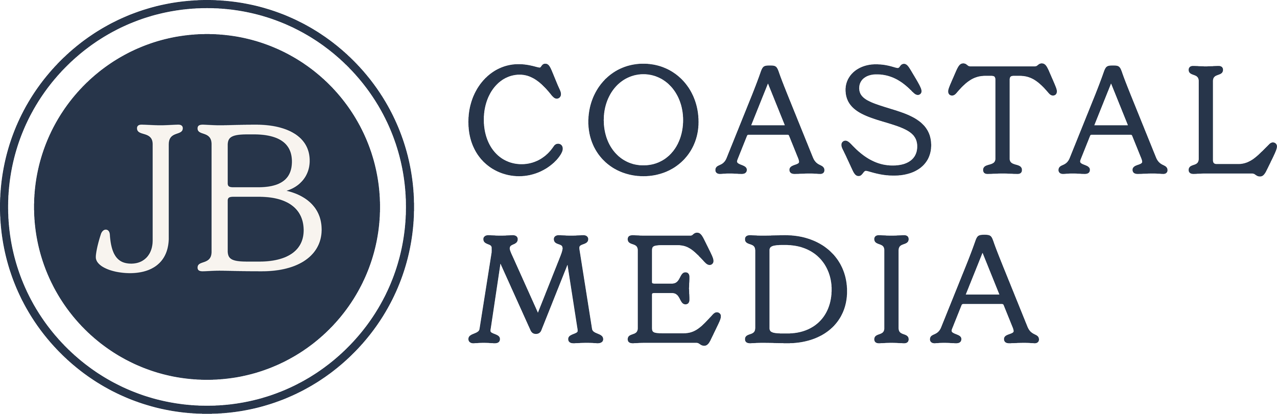 Logo for JB Coastal Media featuring a navy blue circle with white initials 'JB' and the text 'COASTAL MEDIA' in navy blue.