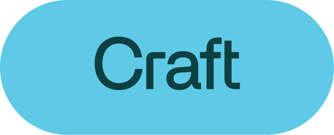 Light blue rounded rectangle button with the word 'Craft' in dark blue font at the center.