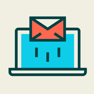 Laptop computer with an envelope icon above it, symbolizing email or electronic communication.