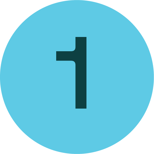A blue circular icon with a black number 1 in the center.