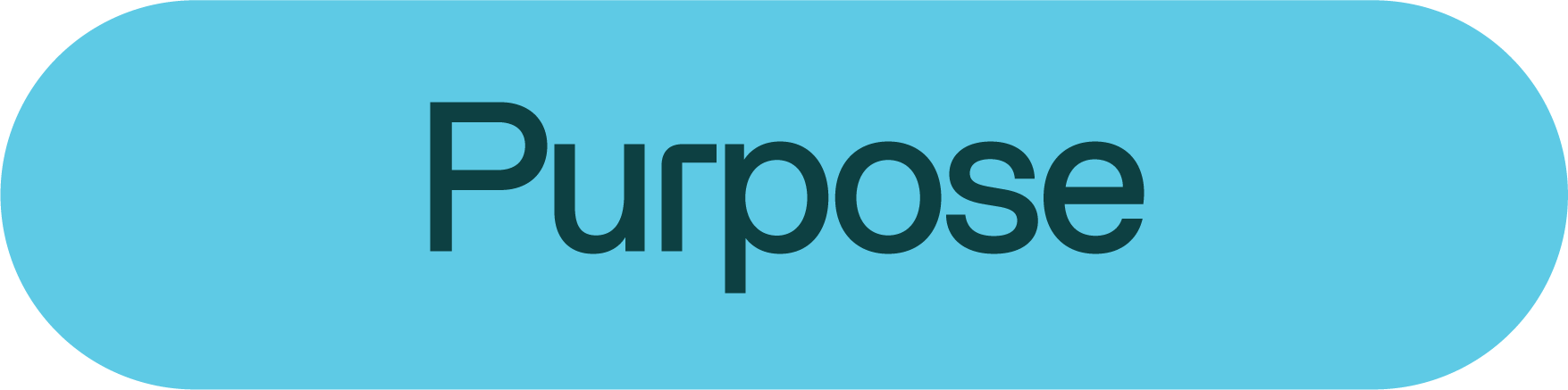 A blue speech bubble with the word 'Purpose' written inside.