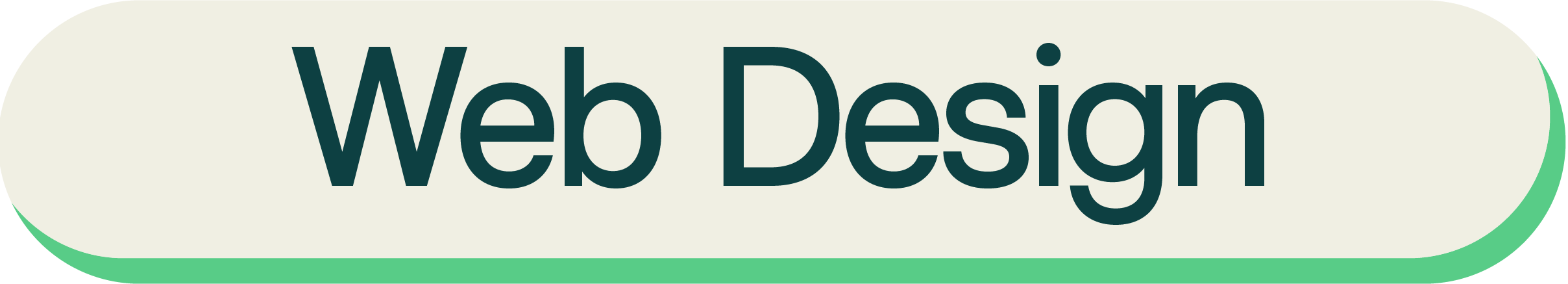 Button with rounded edges and green border, containing text 'Web Design' in dark font on a light background.