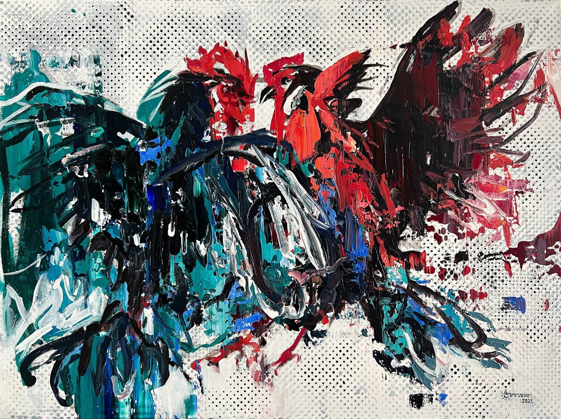 Rooster, as a symbol of the sun - 80 W x 60 H cm