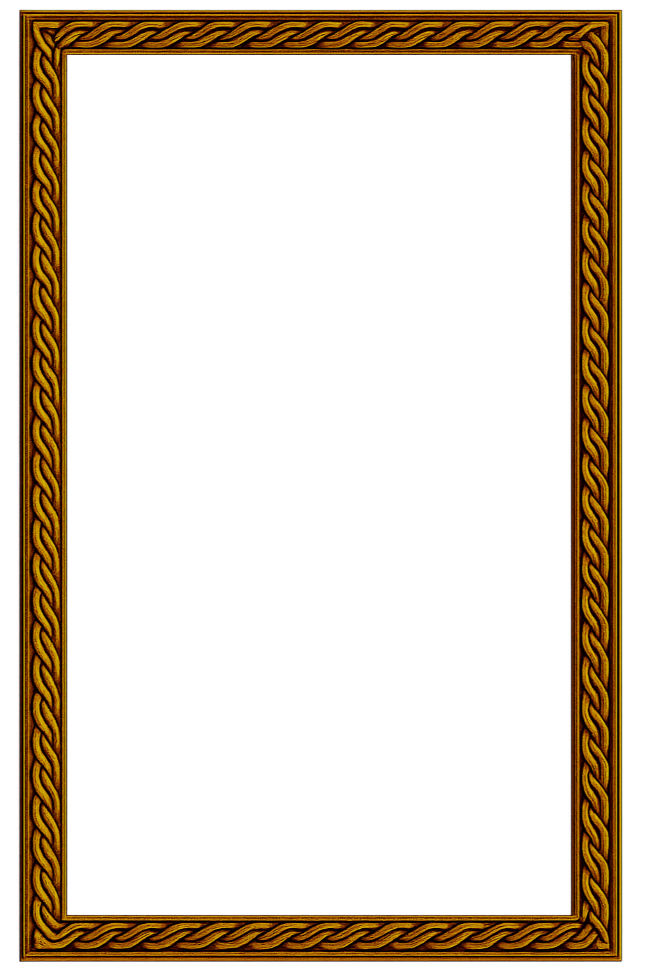 An ornate gold-colored frame with a braided design.