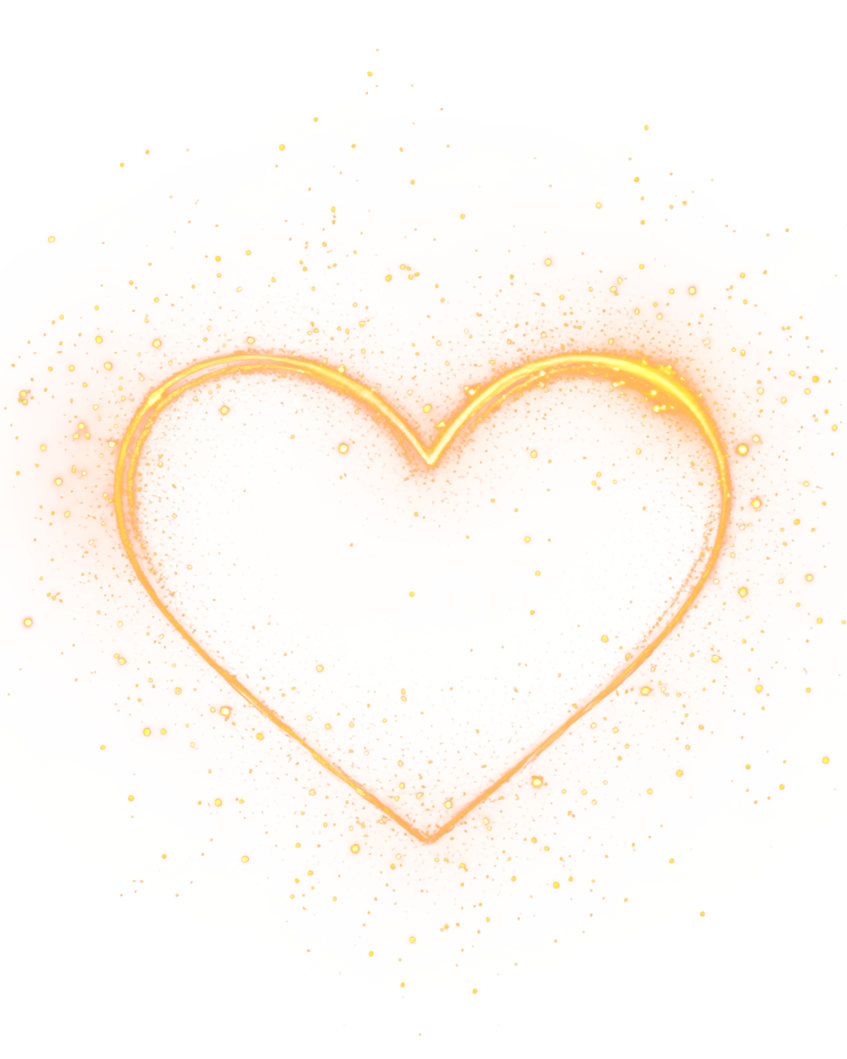 A glowing orange and yellow heart-shaped design with a bright outline inside a circular backdrop that resembles a fiery, abstract pattern.