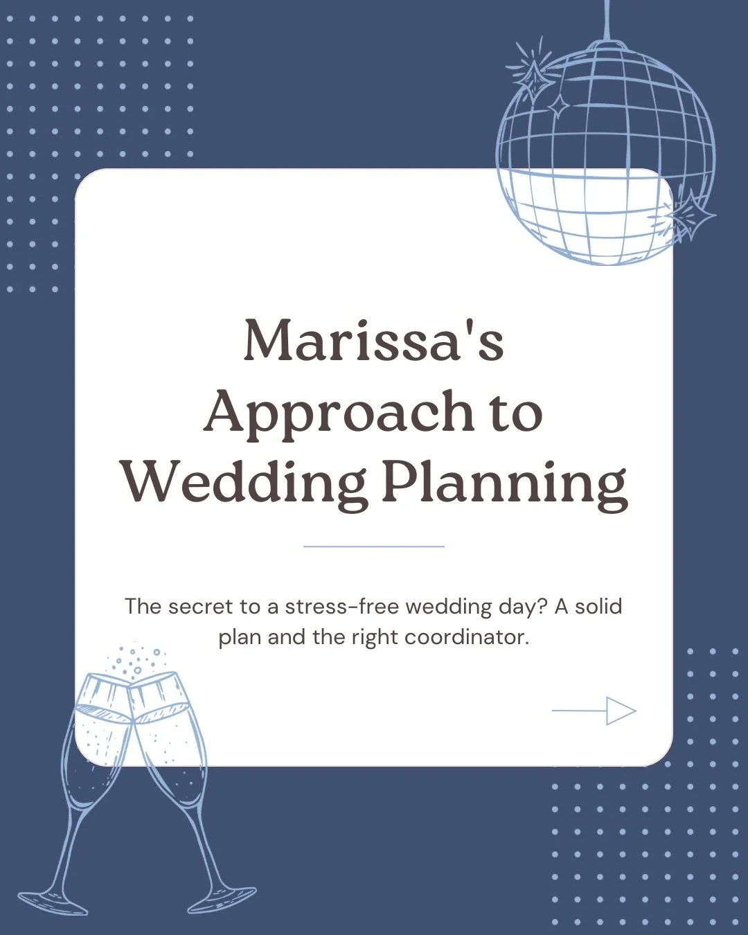 Your wedding day deserves more than a plan. It deserves a coordinator who knows how to bring every detail together seamlessly.

Marissa&rsquo;s approach is built on clear communication, strategic organization, and flawless timeline execution. From ve