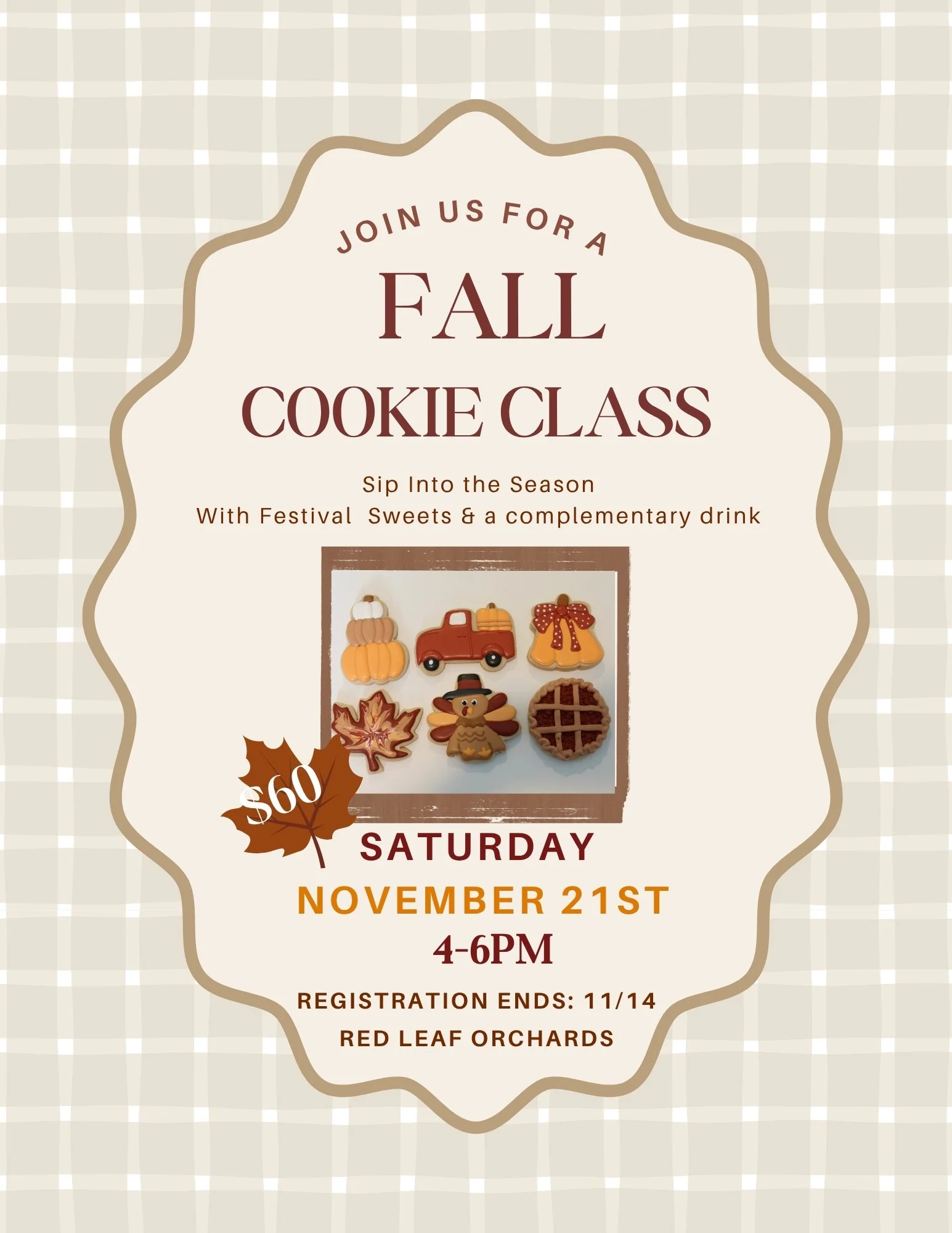 Red Leaf Coffee Fall Cookie Class