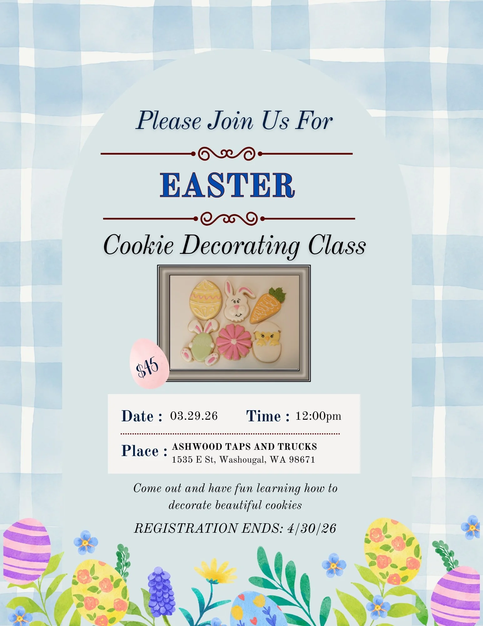 Easter Cookie Decorating Class-  Ashwood Taps and Trucks 3/29/26