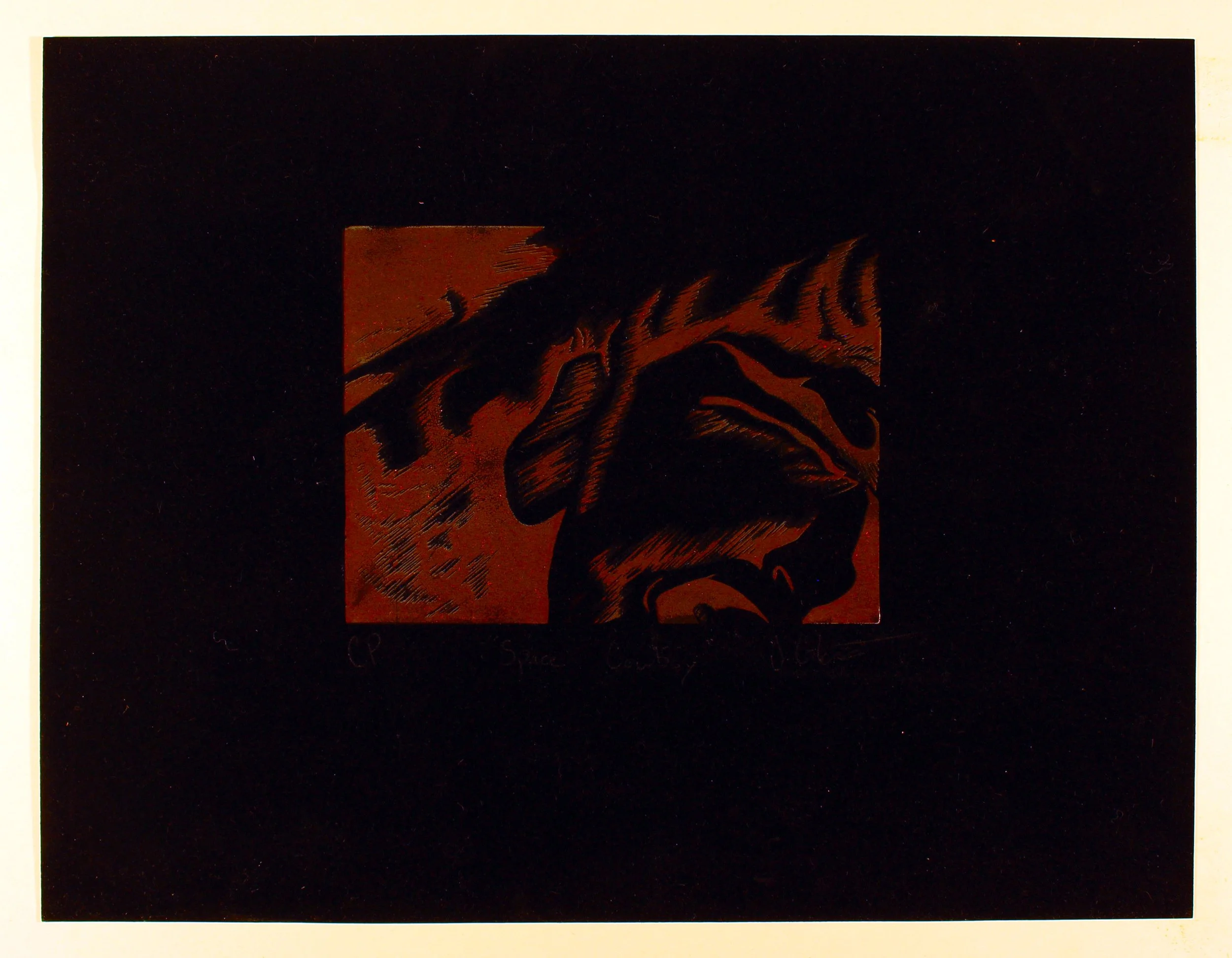 "Space Cowboy" - Lino print on Felt