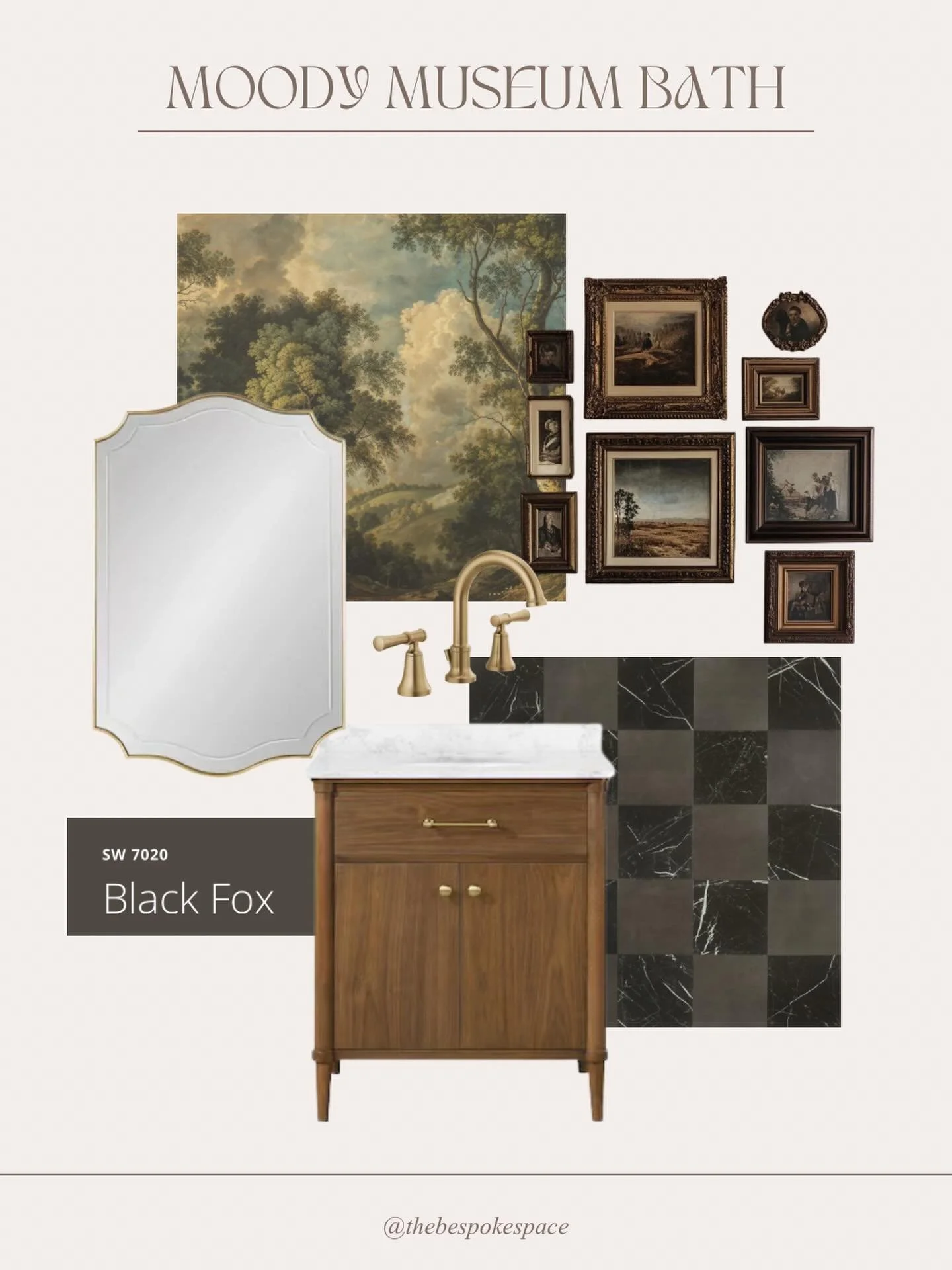 Interior design concept boards for your home, $75 per room through May 1st. Your style, your space, with curated shoppable links. This is one example of what a finished board looks like. 

To celebrate the upcoming launch of The Bespoke Space website