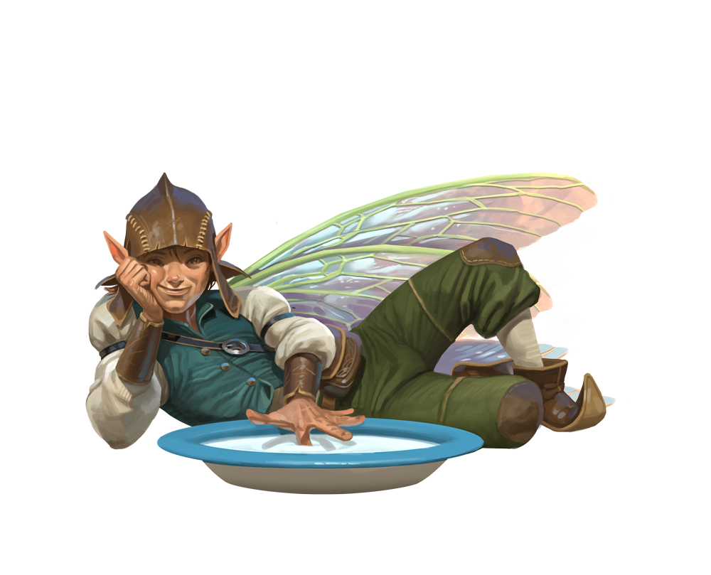 Goodfellow lounging with a saucer of cream.