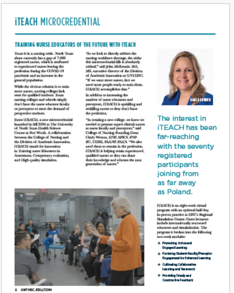 Group of educators listening to a woman speaking in a classroom or training room, with a slide and a glass wall in the background.