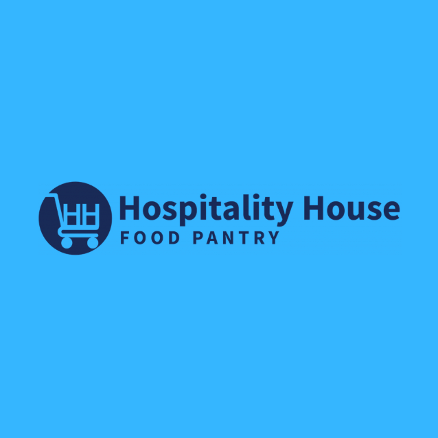 Hospitality House Food Pantry logo on a light blue background.