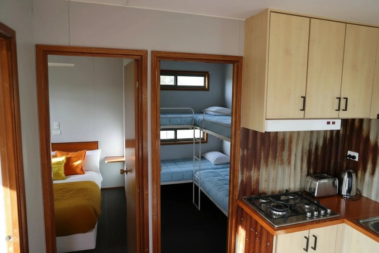 Cabin accommodation on Kangaroo Island, South Australia. Stay near Seal Bay. Accommodation on Kangaroo Island near Seal Bay. Two bedroom accommodation on Kangaroo Island. Nature based stay on Kangaroo Island.