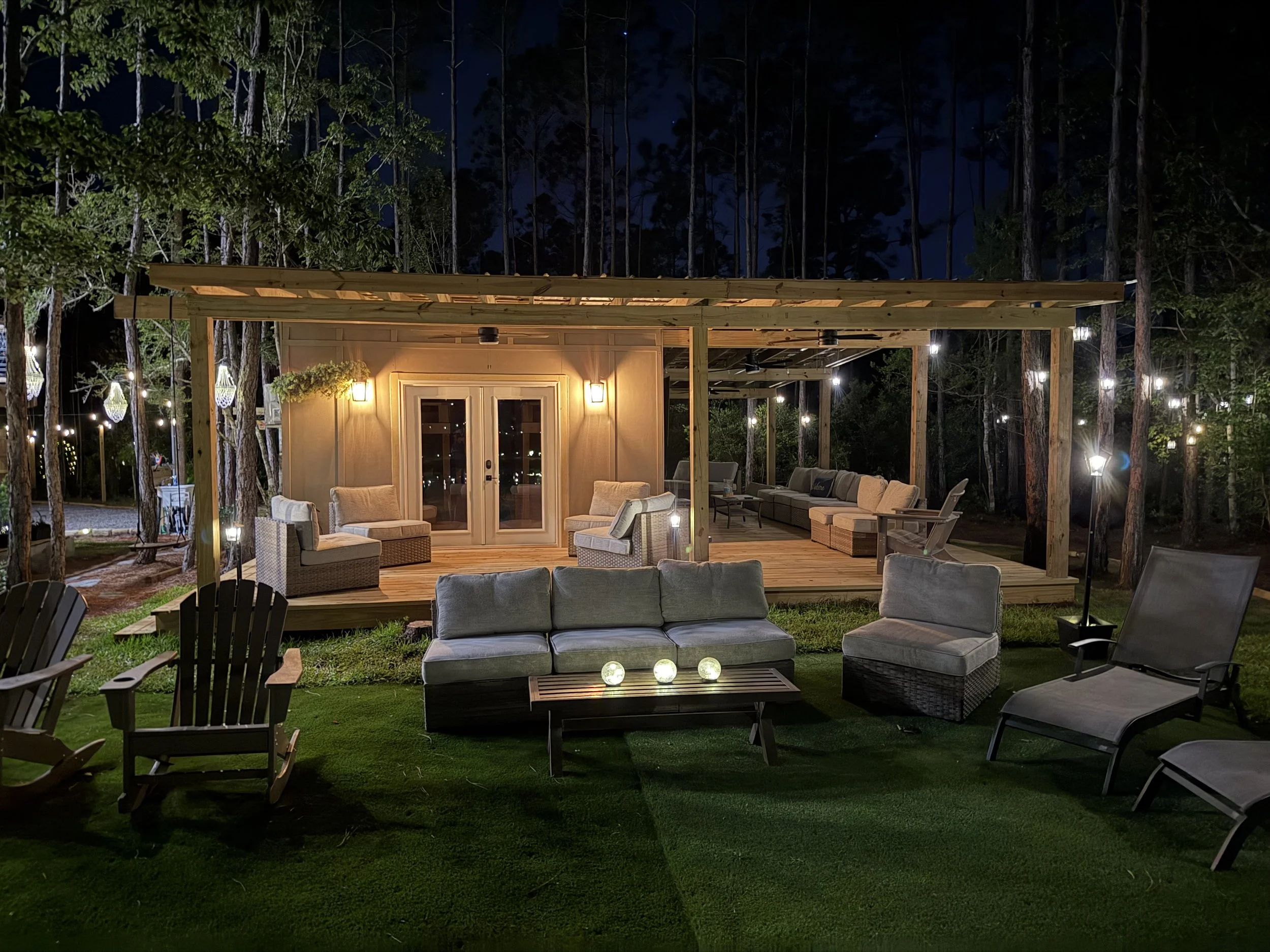 Water + Woods is an outdoor wedding and event venue in Gulf Shores, Alabama near Orange Beach and The Wharf.