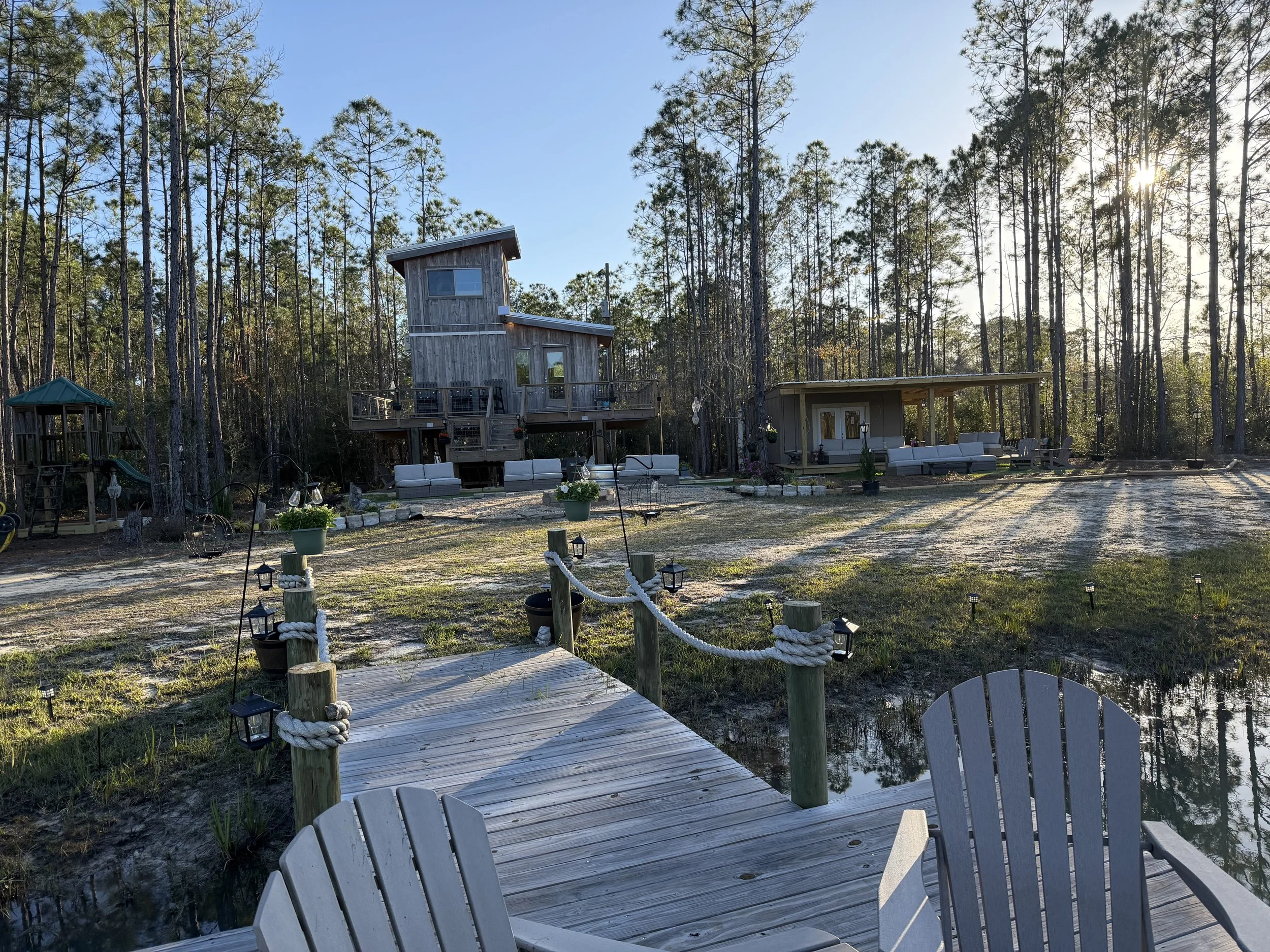 Water + Woods is an outdoor wedding and event venue in Gulf Shores, Alabama near Orange Beach and The Wharf.