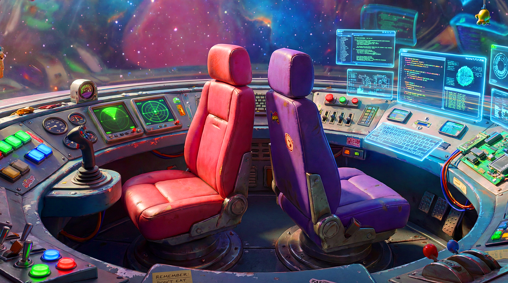 Space Chiken and bacon theCat - the Chiklett Interior