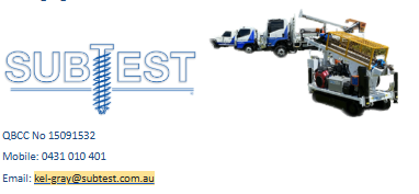 SubTest - great service from Kel if you need to have your site soil tested.