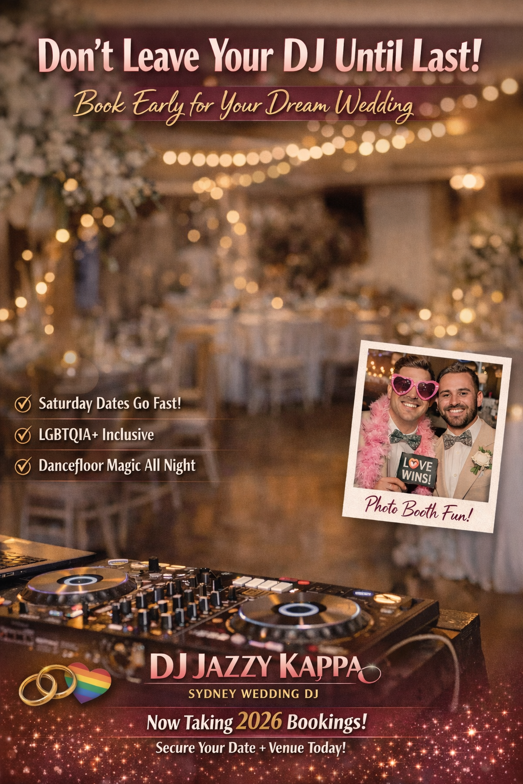 Don’t Leave Your Wedding DJ Until Last (Sydney Wedding Planning Tip)