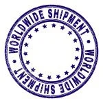Circular stamp with text 'Worldwide Shipment' repeated around the edge and a circle of stars in the center.