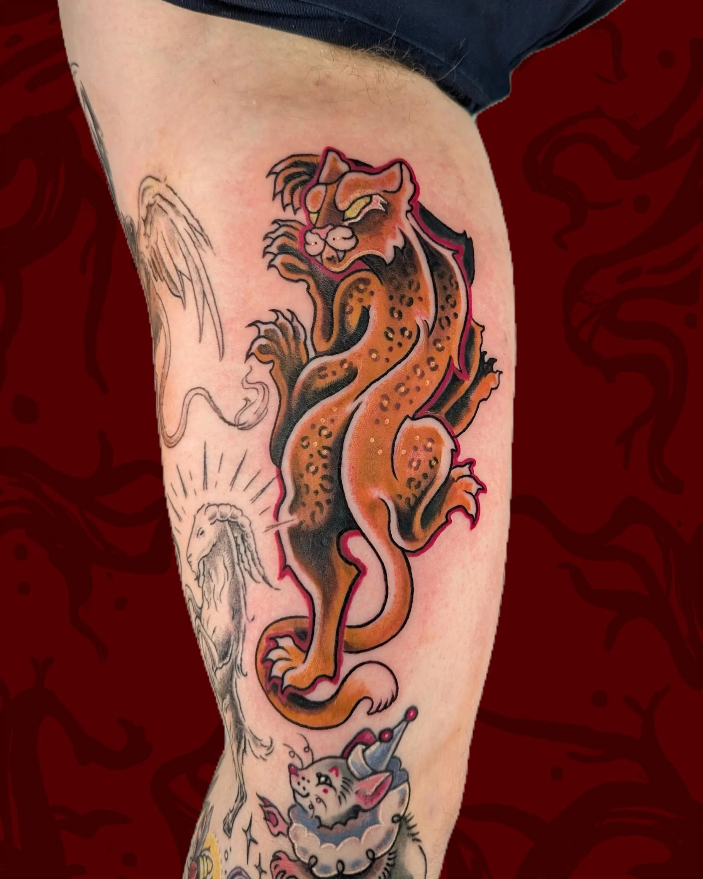 Wampus Cat 🐾🐈

Now booking for July at my homeshop @damagedlegacystudios 🌟

Ill be attending @rubbercitytattooinvitational July  24-26! 
I have some spots available for then! Shoot me an email to folkfigment@gmail.com to snag a spot 🌙

#cryptidta