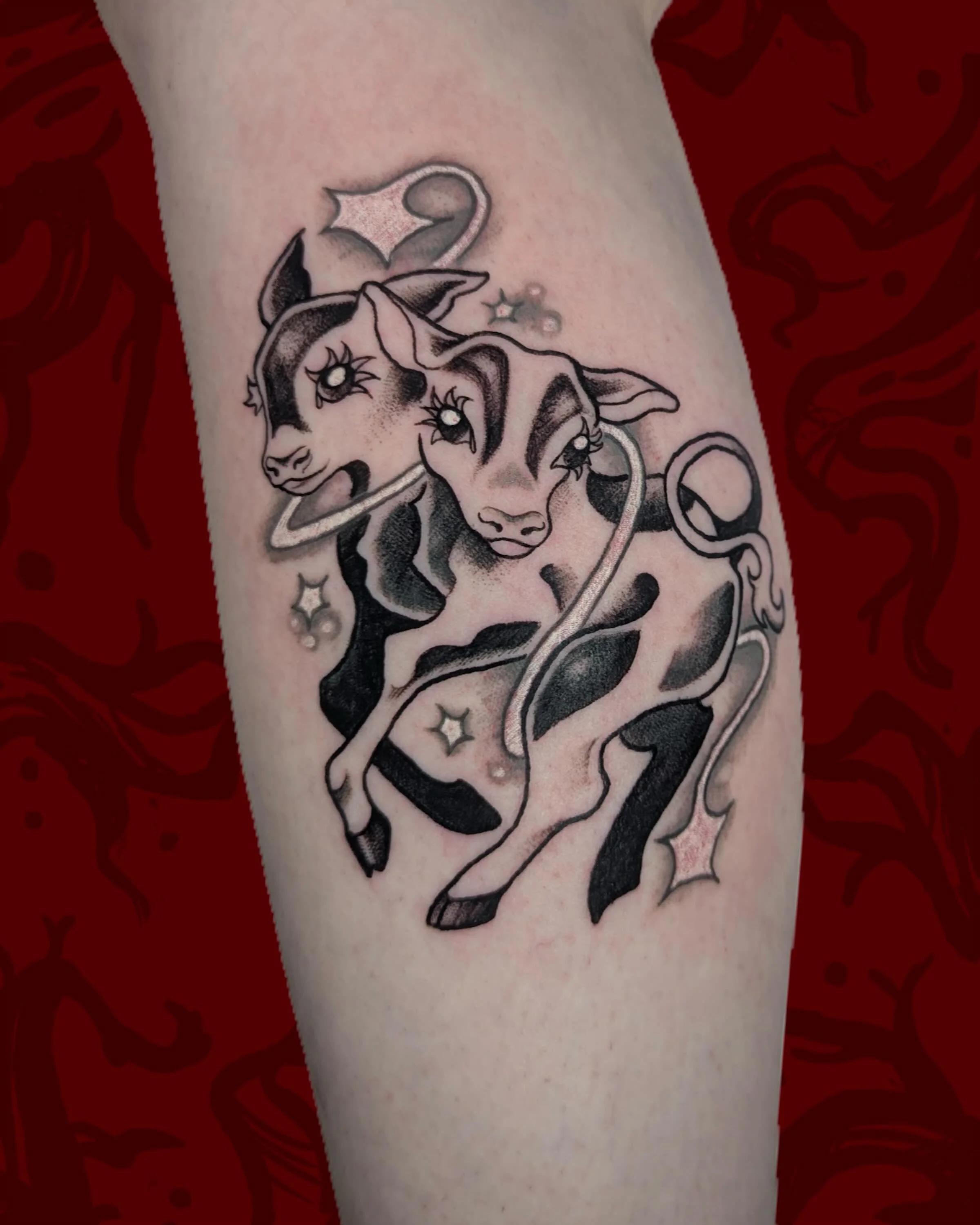 💫🌟And as he stares into the sky, there are twice as many stats as usual.🌟💫

Two headed calf from my flash, it was such a treat to get to do this piece! I would love to do more like this!
Booking for July + August!
email me at folkfigment@gmail.co