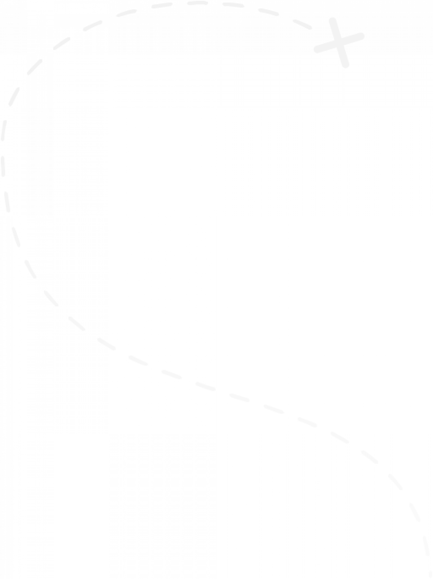 Dotted white and gray curved line with a large white 'X' at the end of the line, on a black background.